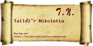 Tallér Nikoletta névjegykártya