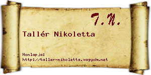 Tallér Nikoletta névjegykártya
